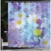 Ambesonne Christmas Shower Curtain, Holiday Season Office Design Tree Celebration Snowflakes Celebration, Cloth Fabric Bathroom Decor Set with Hooks, 69″ W x 75″ L, White Green Red(Violet Mustard)