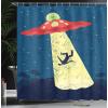 Ambesonne Christmas Shower Curtain, Holiday Season Office Design Tree Celebration Snowflakes Celebration, Cloth Fabric Bathroom Decor Set with Hooks, 69″ W x 75″ L, White Green Red(Blue and Yellow)