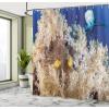 Ambesonne Christmas Shower Curtain, Holiday Season Office Design Tree Celebration Snowflakes Celebration, Cloth Fabric Bathroom Decor Set with Hooks, 69″ W x 75″ L, White Green Red(Blue Cream)