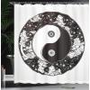 Ambesonne Christmas Shower Curtain, Holiday Season Office Design Tree Celebration Snowflakes Celebration, Cloth Fabric Bathroom Decor Set with Hooks, 69″ W x 75″ L, White Green Red(Black and White)