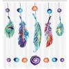 Ambesonne Christmas Shower Curtain, Holiday Season Office Design Tree Celebration Snowflakes Celebration, Cloth Fabric Bathroom Decor Set with Hooks, 69″ W x 75″ L, White Green Red(White Purple)