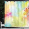Ambesonne Christmas Shower Curtain, Holiday Season Office Design Tree Celebration Snowflakes Celebration, Cloth Fabric Bathroom Decor Set with Hooks, 69″ W x 75″ L, White Green Red(Green Peach)