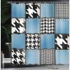 Ambesonne Christmas Shower Curtain, Holiday Season Office Design Tree Celebration Snowflakes Celebration, Cloth Fabric Bathroom Decor Set with Hooks, 69″ W x 75″ L, White Green Red(Blue Black)
