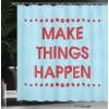 Ambesonne Christmas Shower Curtain, Holiday Season Office Design Tree Celebration Snowflakes Celebration, Cloth Fabric Bathroom Decor Set with Hooks, 69″ W x 75″ L, White Green Red(Turquoise Maroon)