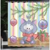 Ambesonne Christmas Shower Curtain, Holiday Season Office Design Tree Celebration Snowflakes Celebration, Cloth Fabric Bathroom Decor Set with Hooks, 69″ W x 75″ L, White Green Red(Cream Purple)