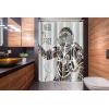 Ambesonne Christmas Shower Curtain, Holiday Season Office Design Tree Celebration Snowflakes Celebration, Cloth Fabric Bathroom Decor Set with Hooks, 69″ W x 75″ L, White Green Red(Grey Brown)