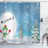 Ambesonne Christmas Shower Curtain, Nautical Elements Sea Life Theme with Noel Tree Winter Season, Cloth Fabric Bathroom Decor Set with Hooks, 69″ W x 70″ L, Beige Cream(Blue and White)