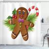 Ambesonne Christmas Shower Curtain, Nautical Elements Sea Life Theme with Noel Tree Winter Season, Cloth Fabric Bathroom Decor Set with Hooks, 69″ W x 70″ L, Beige Cream(Brown Green)