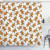 Ambesonne Christmas Shower Curtain, Nautical Elements Sea Life Theme with Noel Tree Winter Season, Cloth Fabric Bathroom Decor Set with Hooks, 69″ W x 70″ L, Beige Cream(Light Caramel)