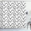 Ambesonne Christmas Shower Curtain, Nautical Elements Sea Life Theme with Noel Tree Winter Season, Cloth Fabric Bathroom Decor Set with Hooks, 69″ W x 70″ L, Beige Cream(White Black)