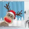 Ambesonne Christmas Shower Curtain, Nautical Elements Sea Life Theme with Noel Tree Winter Season, Cloth Fabric Bathroom Decor Set with Hooks, 69″ W x 70″ L, Beige Cream(Brown Blue)