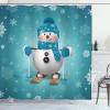 Ambesonne Christmas Shower Curtain, Rustic Wooden Backdrop with Snowflakes and Warm Traditional Celebration Print, Cloth Fabric Bathroom Decor Set with Hooks, 69″ W x 70″ L, Brown White(Turquoise White Pale Brown)