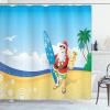 Ambesonne Christmas Shower Curtain, Rustic Wooden Backdrop with Snowflakes and Warm Traditional Celebration Print, Cloth Fabric Bathroom Decor Set with Hooks, 69″ W x 70″ L, Brown White(Yellow Blue)