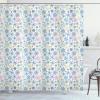 Ambesonne Christmas Shower Curtain, Rustic Wooden Backdrop with Snowflakes and Warm Traditional Celebration Print, Cloth Fabric Bathroom Decor Set with Hooks, 69″ W x 70″ L, Brown White(Cream Blue)