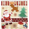 Ambesonne Christmas Shower Curtain, Santa with Reindeer and Penguin Toys Snow Winter Celebration Design, Cloth Fabric Bathroom Decor Set with Hooks, 69″ W x 70″ L, Ruby Cream