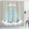 Ambesonne Christmas Shower Curtain, Traditional Celebration Theme Pendant Stars Baubles Ornate Snowflakes, Cloth Fabric Bathroom Decor Set with Hooks, 69″ W x 70″ L, Grey Red White(Mint Green Slate Blue)