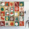 Ambesonne Christmas Shower Curtain, Traditional Celebration Theme Pendant Stars Baubles Ornate Snowflakes, Cloth Fabric Bathroom Decor Set with Hooks, 69″ W x 70″ L, Grey Red White(Vermilion)