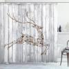 Ambesonne Christmas Shower Curtain, Traditional Celebration Theme Pendant Stars Baubles Ornate Snowflakes, Cloth Fabric Bathroom Decor Set with Hooks, 69″ W x 70″ L, Grey Red White(Grey Multicolor)