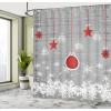 Ambesonne Christmas Shower Curtain, Traditional Celebration Theme Pendant Stars Baubles Ornate Snowflakes, Cloth Fabric Bathroom Decor Set with Hooks, 69″ W x 70″ L, Grey Red White(Grey Red White)