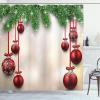 Ambesonne Christmas Shower Curtain, Traditional Celebration Theme Pendant Stars Baubles Ornate Snowflakes, Cloth Fabric Bathroom Decor Set with Hooks, 69″ W x 70″ L, Grey Red White(Green and Red)