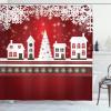 Ambesonne Christmas Shower Curtain, Traditional Celebration Theme Pendant Stars Baubles Ornate Snowflakes, Cloth Fabric Bathroom Decor Set with Hooks, 69″ W x 70″ L, Grey Red White(White and Red)