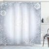 Ambesonne Christmas Shower Curtain, Traditional Celebration Theme Pendant Stars Baubles Ornate Snowflakes, Cloth Fabric Bathroom Decor Set with Hooks, 69″ W x 70″ L, Grey Red White(Pale Blue Coconut)