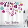 Ambesonne Christmas Shower Curtain, Traditional Celebration Theme Pendant Stars Baubles Ornate Snowflakes, Cloth Fabric Bathroom Decor Set with Hooks, 69″ W x 70″ L, Grey Red White(Pastel Magenta)
