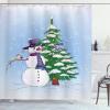Ambesonne Christmas Shower Curtain, Tree with Tinsel and Ball with Present Wrap Ribbon Celebration Picture, Cloth Fabric Bathroom Decor Set with Hooks, 69″ W x 70″ L, Purple Grey(Green Blue)