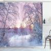 Ambesonne Christmas Shower Curtain, Tree with Tinsel and Ball with Present Wrap Ribbon Celebration Picture, Cloth Fabric Bathroom Decor Set with Hooks, 69″ W x 70″ L, Purple Grey(Lavander Lilac)