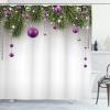 Ambesonne Christmas Shower Curtain, Tree with Tinsel and Ball with Present Wrap Ribbon Celebration Picture, Cloth Fabric Bathroom Decor Set with Hooks, 69″ W x 70″ L, Purple Grey(Purple Grey)