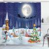 Ambesonne Christmas Shower Curtain, Tree with Tinsel and Ball with Present Wrap Ribbon Celebration Picture, Cloth Fabric Bathroom Decor Set with Hooks, 69″ W x 70″ L, Purple Grey(White Blue)