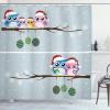 Ambesonne Christmas Shower Curtain, Tree with Tinsel and Ball with Present Wrap Ribbon Celebration Picture, Cloth Fabric Bathroom Decor Set with Hooks, 69″ W x 70″ L, Purple Grey(Grey Blue Pink)