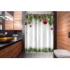 Ambesonne Christmas Stall Shower Curtain, Classical Christmas Ornaments and Baubles Coniferous Pine Tree Twig Tinsel Print, Fabric Bathroom Decor Set with Hooks, 54″ W x 78″ L, Green Red