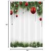 Ambesonne Christmas Stall Shower Curtain, Classical Christmas Ornaments and Baubles Coniferous Pine Tree Twig Tinsel Print, Fabric Bathroom Decor Set with Hooks, 54″ W x 78″ L, Green Red