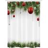 Ambesonne Christmas Stall Shower Curtain, Classical Christmas Ornaments and Baubles Coniferous Pine Tree Twig Tinsel Print, Fabric Bathroom Decor Set with Hooks, 54″ W x 78″ L, Green Red
