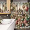 Ambesonne Christmas Stall Shower Curtain, Gingerbread House with Jumble Xmas Ornaments with Snowy Details, Fabric Bathroom Decor Set with Hooks, 54″ W x 78″ L, Green Brown and Dark Pink