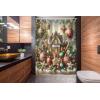 Ambesonne Christmas Stall Shower Curtain, Gingerbread House with Jumble Xmas Ornaments with Snowy Details, Fabric Bathroom Decor Set with Hooks, 54″ W x 78″ L, Green Brown and Dark Pink