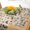 Ambesonne Christmas Table Runner & Placemats, Modern Abstract Pine Trees Xmas Theme Dotted Background Print, Set for Dining Table Decor, Placemat 4 pcs + Runner 16″x72″, Beige Forest Green and Coral