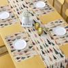 Ambesonne Christmas Table Runner & Placemats, Modern Abstract Pine Trees Xmas Theme Dotted Background Print, Set for Dining Table Decor, Placemat 4 pcs + Runner 16″x72″, Beige Forest Green and Coral