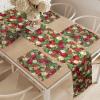 Ambesonne Christmas Table Runner & Placemats, Tree Branches Spruce Leaves Balls Bells Cones Poinsettia Flowers Mistletoe Berry, Set for Dining Table Decor, Placemat 4 pcs + Runner 16″x72″, Ruby Green