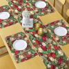 Ambesonne Christmas Table Runner & Placemats, Tree Branches Spruce Leaves Balls Bells Cones Poinsettia Flowers Mistletoe Berry, Set for Dining Table Decor, Placemat 4 pcs + Runner 16″x72″, Ruby Green