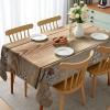 Ambesonne Christmas Tablecloth, Rustic Wooden Planks Texture Image with Stylized Snowflakes Country, Dining Room Kitchen Rectangular Table Cover, 60″ X 84″, Brown and White
