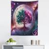 Ambesonne Christmas Tapestry, Pine Tree with Present Boxes on Snowy Board Xmas at Countryside Theme, Wall Hanging for Bedroom Living Room Dorm Decor, 40″ X 60″, Green Brown(Teal Plum and Lavender)