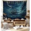 Ambesonne Christmas Tapestry, Pine Tree with Present Boxes on Snowy Board Xmas at Countryside Theme, Wall Hanging for Bedroom Living Room Dorm Decor, 40″ X 60″, Green Brown(Dark Cadet Blue White)