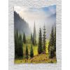 Ambesonne Christmas Tapestry, Pine Tree with Present Boxes on Snowy Board Xmas at Countryside Theme, Wall Hanging for Bedroom Living Room Dorm Decor, 40″ X 60″, Green Brown(Gray Green)