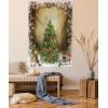 Ambesonne Christmas Tapestry, Pine Tree with Present Boxes on Snowy Board Xmas at Countryside Theme, Wall Hanging for Bedroom Living Room Dorm Decor, 40″ X 60″, Green Brown(Multicolor)