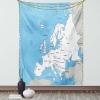 Ambesonne Christmas Tapestry, Pine Tree with Present Boxes on Snowy Board Xmas at Countryside Theme, Wall Hanging for Bedroom Living Room Dorm Decor, 40″ X 60″, Green Brown(Sky Blue Coconut and White)