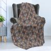 Ambesonne Christmas Throw Blanket, Traditional Xmas Pinecone and Leaves Ornate on Plaid Background Print, Flannel Fleece Accent Piece Soft Couch Cover for Adults, 50″ x 60″, Cocoa Brown Sage Green(Marigold Purple Dark Grey)
