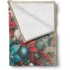 Ambesonne Christmas Throw Blanket, Traditional Xmas Pinecone and Leaves Ornate on Plaid Background Print, Flannel Fleece Accent Piece Soft Couch Cover for Adults, 50″ x 60″, Cocoa Brown Sage Green(Dark Turquoise Ruby Sepia)