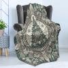 Ambesonne Christmas Throw Blanket, Traditional Xmas Pinecone and Leaves Ornate on Plaid Background Print, Flannel Fleece Accent Piece Soft Couch Cover for Adults, 50″ x 60″, Cocoa Brown Sage Green(Hunter Green Grey Coral)